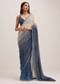 Navy Blue Dual Shaded Sequins Saree With Scalloped Border