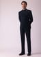 Navy Blue Embroidered Indowestern In Suiting Fabric