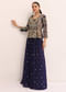 Navy Blue Embroidered Lehenga Set With Jacket