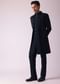 Navy Blue Geometric Patterned Achkan Style Indo Western Set
