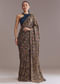 Navy Blue Georgette Saree With Kashmiri Kashida Embroidery