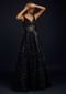 Navy Blue Gown Embellished In Sequins With Cut Dana Embellished Sheer Waist And Deep Sweetheart Neckline