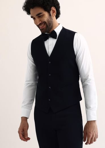 Navy Blue Intricate Embroidered Tuxedo