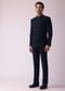 Navy Blue Suiting Fabricted Indowestern With Intricate Cut Work