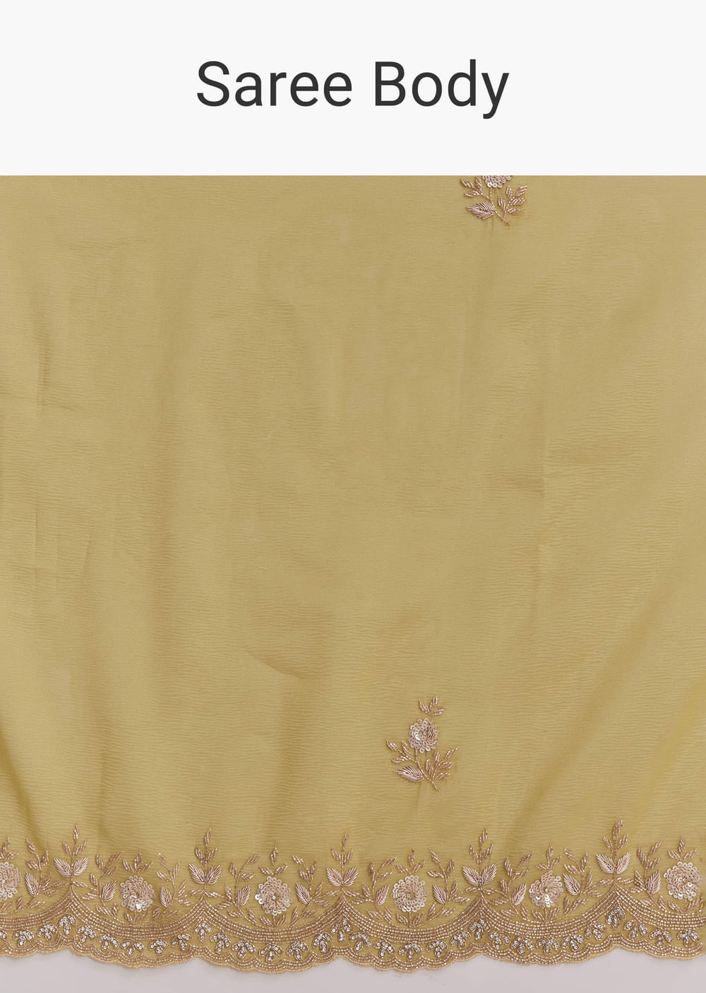 Ochre Yellow Tissue Saree With Zardosi And Stone Embroidery