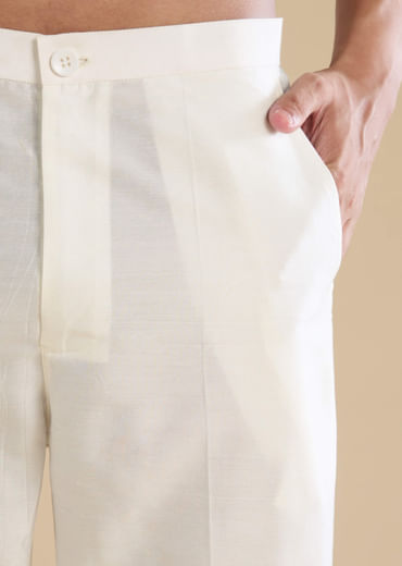 Off White Chanderi Kurta Set with Kashmiri Hand Work