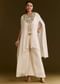 Off White Chinon Cape Suit With Zardosi And Moti Embroidery