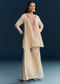 Off White Chinon Indo Western Top And Sharara Set With Zardosi Work