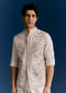 Off White Cotton Kurta Jacket Set With Embroidery