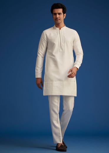 Off White Embroidered Jodhpuri Suit