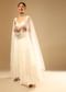 Off White Gown In Georgette With Tiered Flare And Hand Embroidered Leaf Motifs On The Bodice