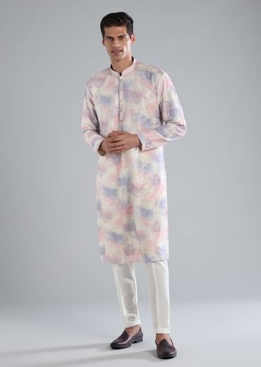 Off White Kurta Set With Thread Resham And Sequin Detailing