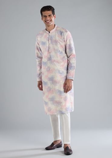Off White Kurta Set With Thread Resham And Sequin Detailing