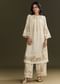 Off White Russian Silk Kurta Dupatta Set With Applique Zari Work