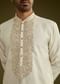 Off White Silk Kurta Set With Embroidered Yoke