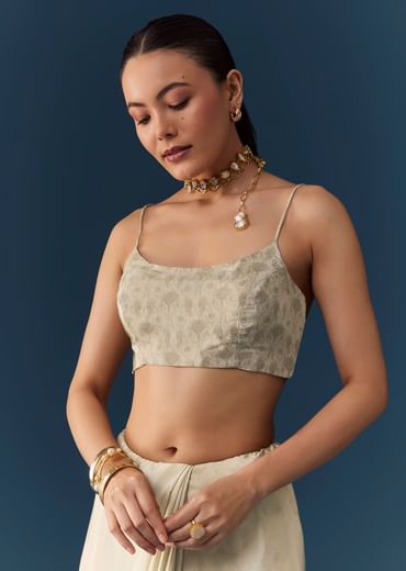 Off White Silk Printed Saree with Blouse Fabric