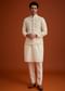 Off White Cotton Silk Jacket Set With Floral Zari Work