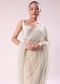 Off White Fancy Sequence Net Saree With Pleated Stitched