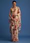 Off White Organza Floral Printed Saree With Embroidered Border