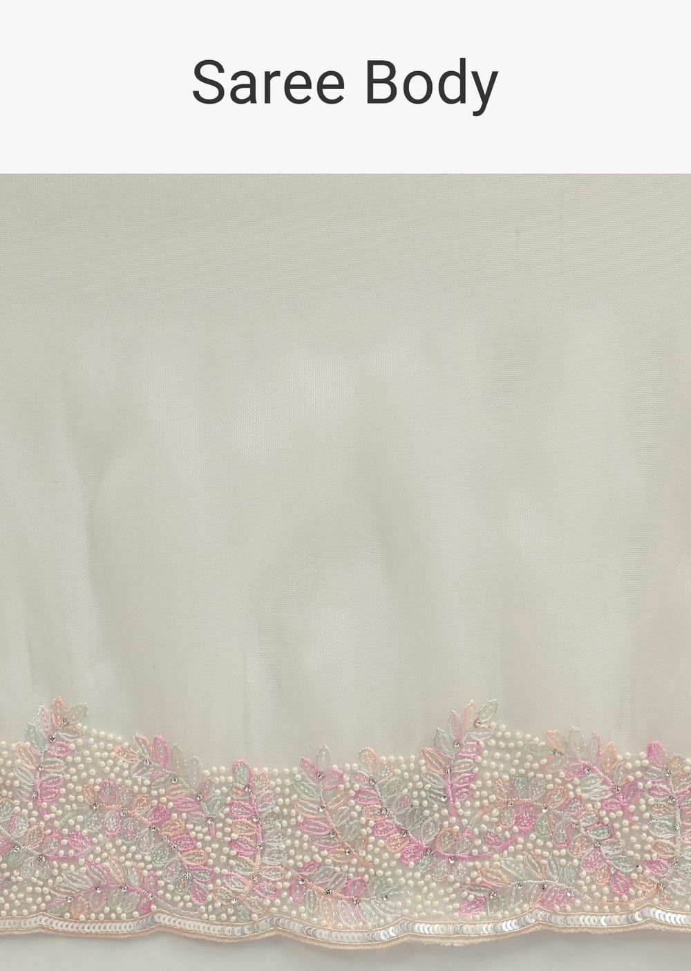 Off-white organza saree with thread work