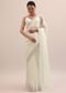 Off White Organza Saree In Thread Work With Unstitched Blouse