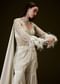 Off White Sequence Embroidered Sharara Set With Feather Sleeves Jacket And Bustier