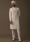 Off White Silk Sherwani Set With Lucknowi Embroidery And Mala