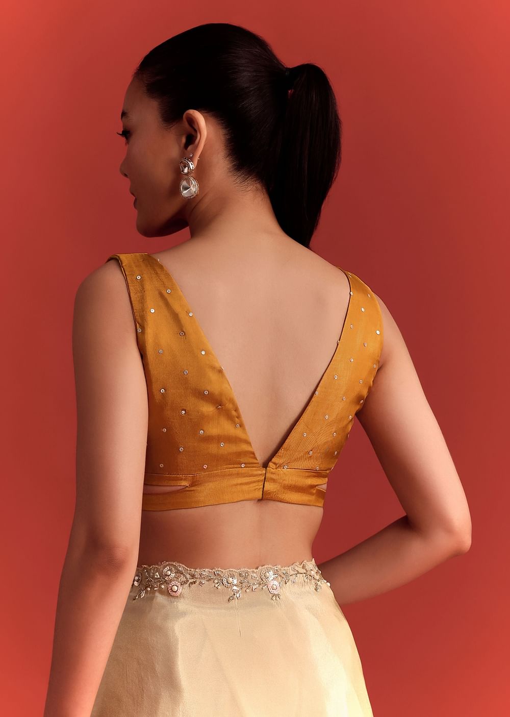 Off White Tissue Saree With Cutdana And Stone Work