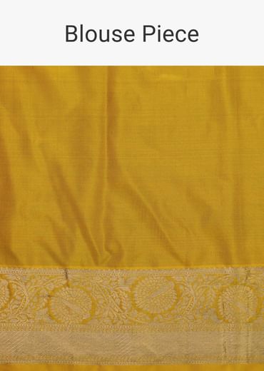 Daffodil Yellow Woven Kanjivaram Saree In Pure Silk With An Unstitched Blouse