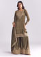 Olive Crepe Bandhani Palazzo Suit With Zari And Sequins Work