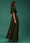 Olive Green Embroidered Jumpsuit in Crepe With Mirror Work