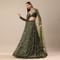 Olive Green Embroidered Lehenga And Blouse With Dupatta
