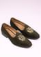 Olive Green Velvet Jutti With Hand Work For Men