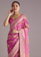 Onion Pink Dola Silk Saree With Multicolor Floral Jaal Weave