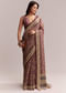 Onion Pink Linen Printed Saree With Traditional Ajrakh Print