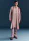 Onion Pink Silk Kurta Set For Men With Mirror And Thread Work
