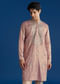 Onion Pink Tissue Kurta Set With Embroidered Yoke