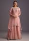 Onion Pink Embroidered Kurti Palazzo Set With Dupatta