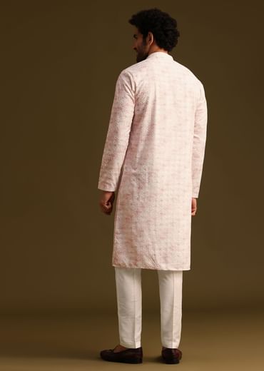 Onion Silk Schiffli Work Kurta And Pant