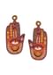 Orange And Multicolor Hand Embroidered Thread And Beaded Boho Stud Earrings
