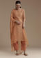 Orange Chanderi Floral Print Kurta Set with Gotta Work