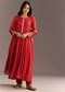 Orange Chinon Zardosi Moti Work Anarkali Dupatta Set
