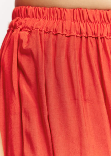Orange Floral Chiffon Anarkali Kurta Set With Dupatta