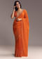 Orange Organza Saree With Zigzag Sequins And Cut Dana Embroidery