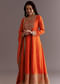 Orange Russian Silk Bandhani Anarkali Dupatta Suit