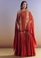 Orange Sharara With Zari Cape