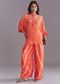 Orange Silk Co-Ord Set With Authentic Bandhani And Leheriya Print