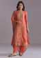 Orange Silk Kurta Set With Floral Print