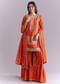 Orange Silk Sharara Suit With Gota And Zardosi Work
