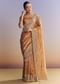Orange Tissue Saree With Unstitched Heavy Embroidered Border